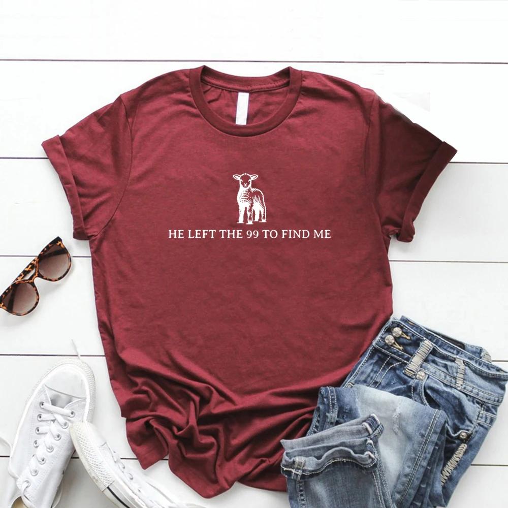Ретро Религиозная футболка Футболки He Left The 99 Христианская футболка Футболка со стихами из Библии Христианская одежда Женская одежда Уличная одежда Топы
