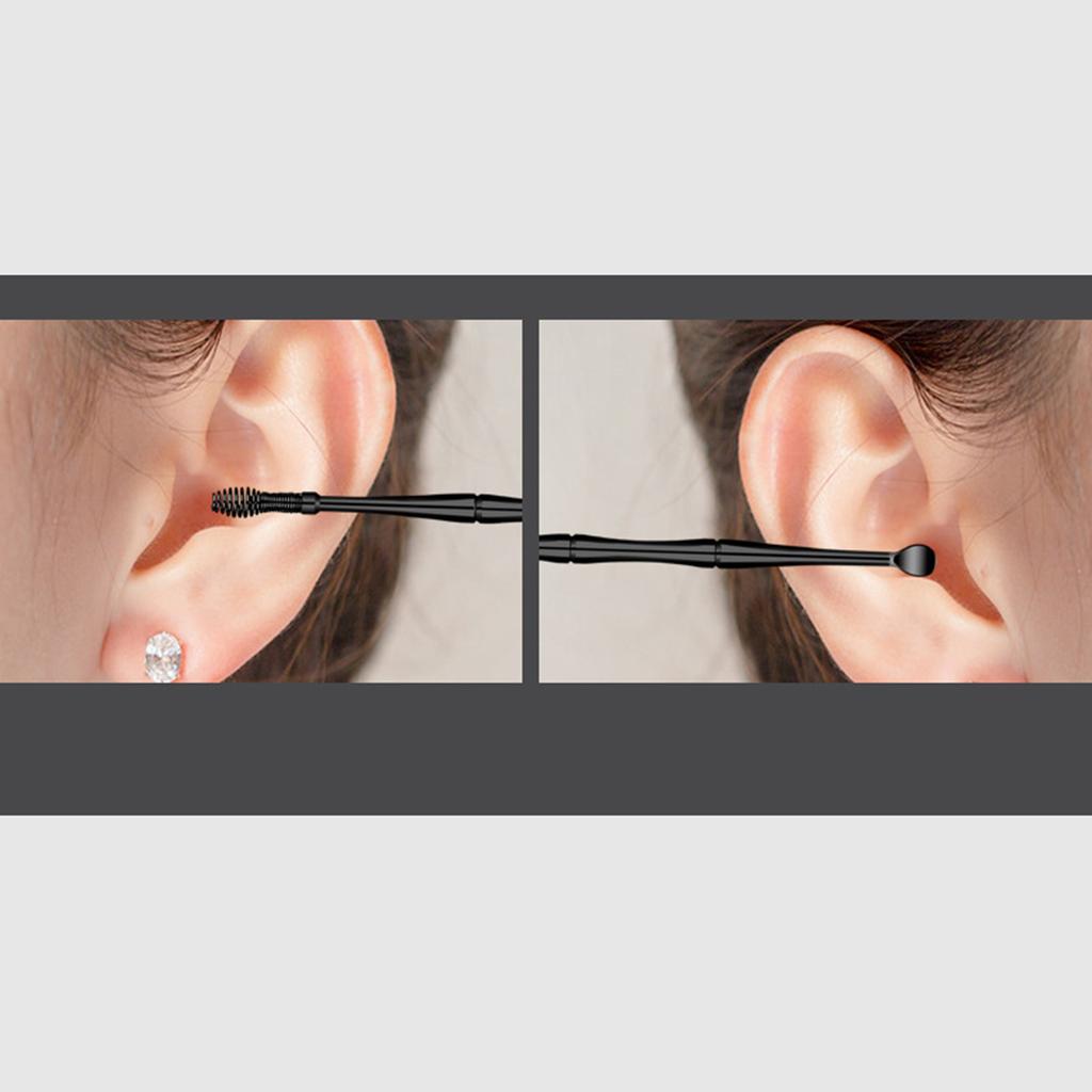 2PCS Silicone Ear Pick Double Head Ear Cleaner 360 degrees  Spiral Swab Ear Wax  Removal Tool Ear Cleaning Sticks
