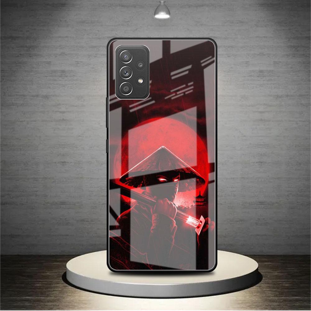 Стеклянный чехол для Samsung Galaxy A52 A71 A50 A51 A70 A21s A31 A72 A10 A12 A30 A22 5G, чехол для телефона с пейзажными чернилами, японское искусство самурая