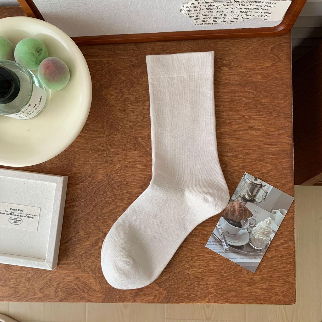 1/5/10 Pairs of Women's Mid-tube Socks Solid Color Casual Socks Cotton Socks