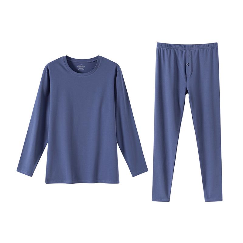 Мужской комплект тонкого теплого хлопкового термобелья облегающего кроя на осень 2025 года - детский хлопок класса А с начесом