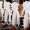 1/4pcs Large White Wedding Bow with Long Tulle Tails for Church Aisle Chair Wedding Car Decoration Festival Party Decor Supplies