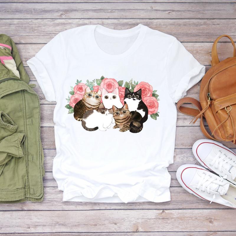 Women Cartoon Dog Tshirts Funny Face Animal Casual Pet Love Fashion Print Lady T-Shirts Top Womens Graphic Female T-Shirt