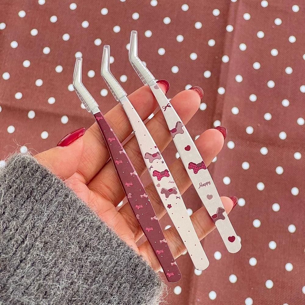Anti-static Curved Stickers Tweezers Stainless Steel Lashes Extension Tweezer Extensions Grafting