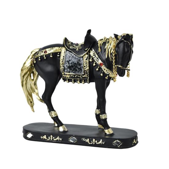 Retro Horse Statue Desktop Artistic Horse Figurine with Base Golden Painted Resin Horse Sculpture for Shelf Mantel Cabinet Display