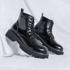Высококачественные мужские модные мотоциклетные ботинки с высоким голенищем, удобные повседневные черные панк-кожаные ботинки, новые уличные нескользящие ботинки на толстой подошве