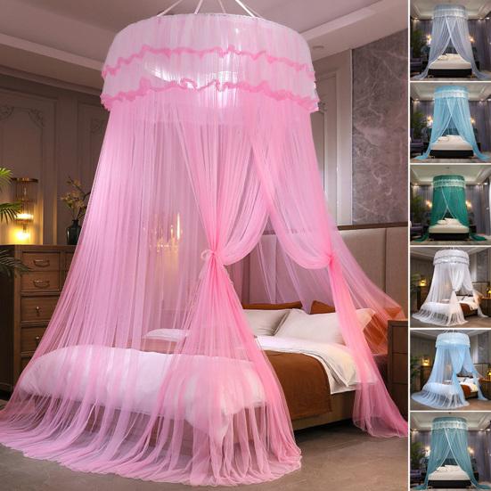 Hanging Mosquito Net Top Hook Encrypted Mesh Lace Patchwork Mosquito Repellent Round Dome Court Style Crib Canopy Bedroom Decoration