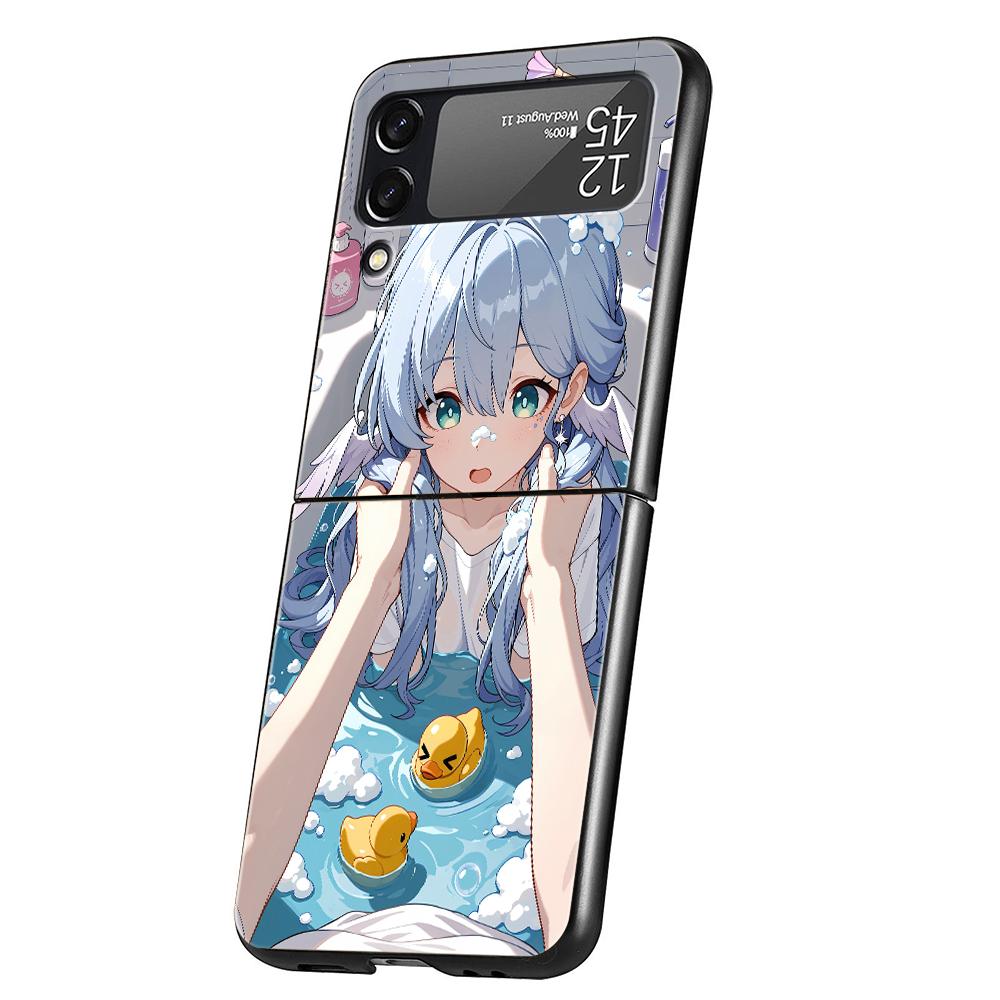 Чехол для телефона Genshin Impact Милая Фурна для Samsung Galaxy Z Flip 3 4 5 6 7 Жесткий Складной ПК Для Samsung Z Flip4 Flip5 Чехол