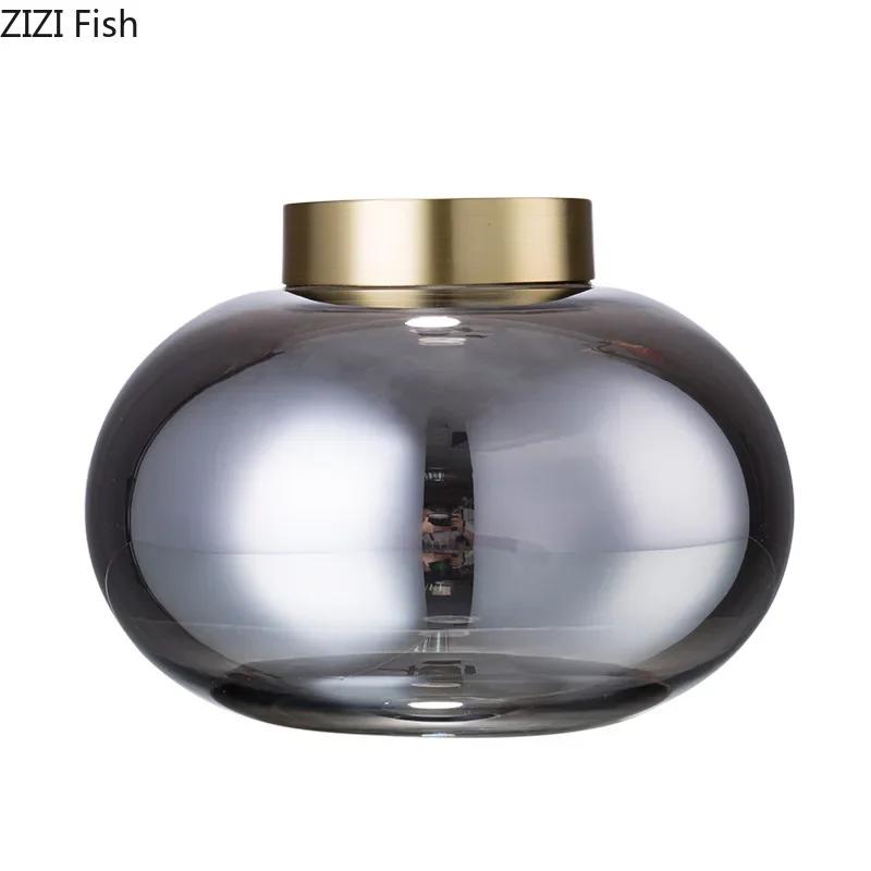 Creative Transparent Elliptic Glass Vase Desk Decoration Flower Arrangement Flower Pots Modern Floral Vases Room Aesthetic Decor