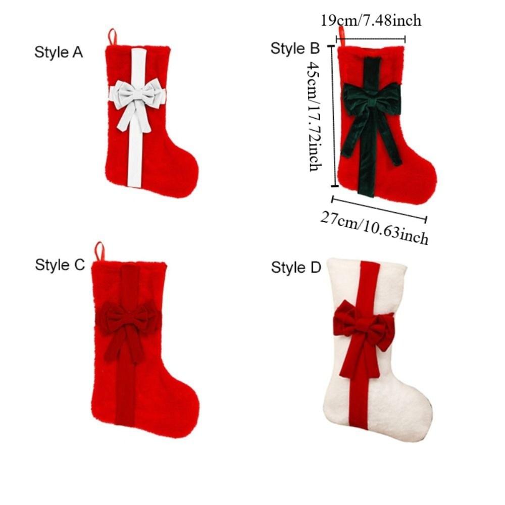 Christmas Pendant Decor With Bow Christmas Stocking Lagre Size Cartoon Christmas Present Bag 3D Xmas Tree Hanging Socks Festive