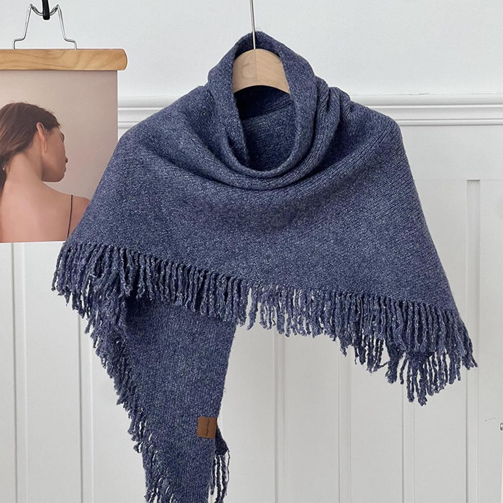 New Ladies Knitted Scarf Fashionable Wool Shawl Winter Warm Women Versatile Scarf High-end Sense Solid Color Tassel Scarf