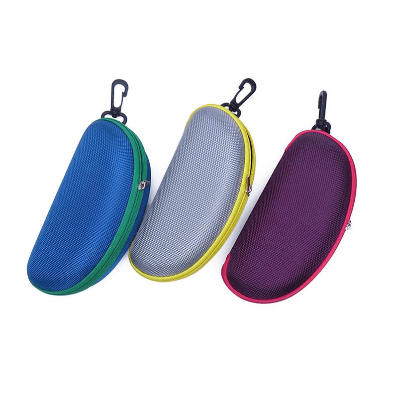Portable EVA Sunglasses Case Shockproof Sport Glasses Case With Metal Carabiner Travel Zipper Eyeglasses Holder