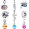 S925 Silver Shining Stars Eagle Ship Boat Anchor Mermaid Couple Sweet Pendant Beads Fit Original Charms Bracelet Jewelry
