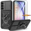 Case - BOOLING - for Samsung Galaxy A54 5G - Shockproof - Camera Protection - 360° Rotating Ring - with 2 Tempered Glasses