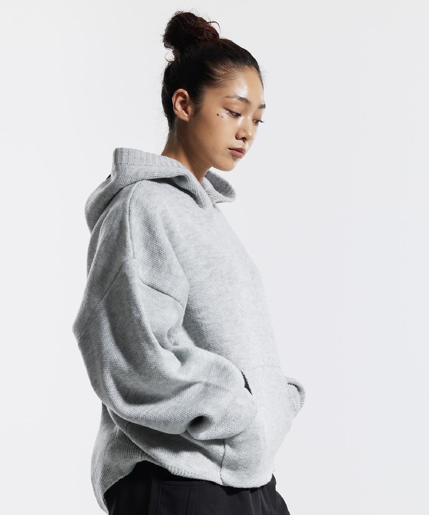 CREAM SODA LAB Cl Washed Graphic Jacquard Hoodie Knit Gray