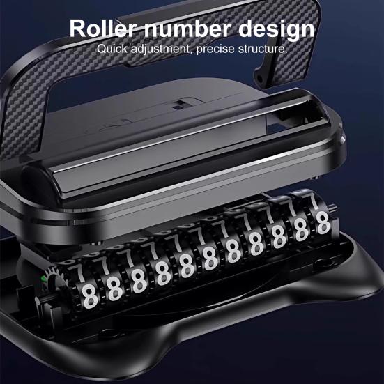 Mobile Phone Holder 360 Degree Rotation Multi-angle Phone Stand Stable Suction Cup Anti-Slip Dashboard Mount with Parking ID Plate Holder