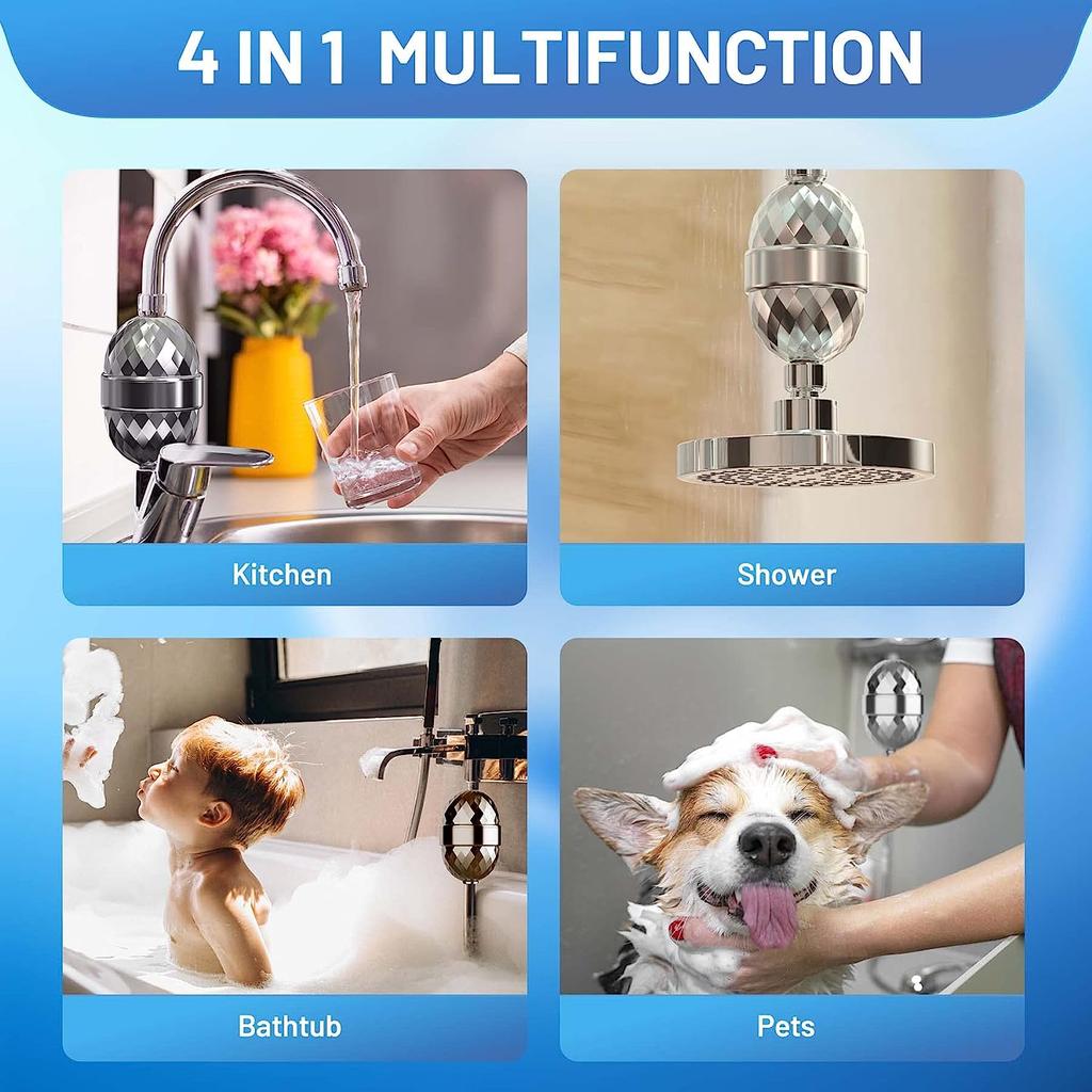 20 Stage Shower Filter Shower Head Filter with 2 Replaceable Cartridges High Output Shower Water Filter for Hard Water Removing Chlorine Fluoride