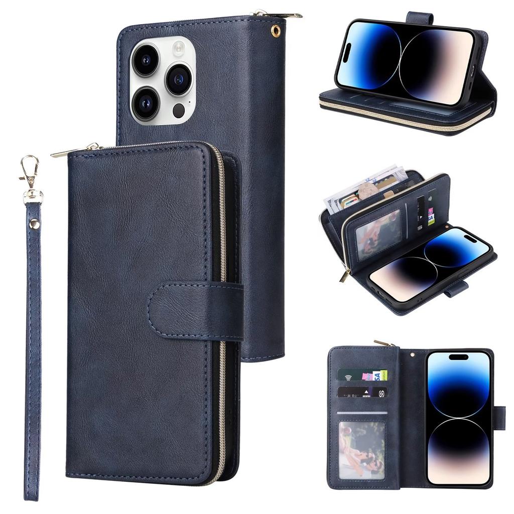 Ультратонкий двухслойный чехол-кошелек с отделениями для карт для iPhone 15 14 13 12 11 XR Samsung S24 S23 S22 S21 A13 A14 A15 A35 A55 A54 Redmi кожаный откидной чехол