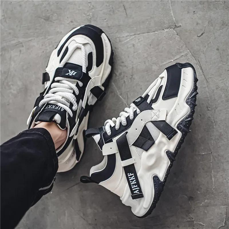 Мужские трендовые весенние горячие продажи мужские повседневные модные удобные кроссовки для бега на открытом воздухе 44 толстая подошва спортивная обувь на все времена года