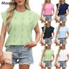 Весна и лето Новая свободная футболка с круглым вырезом и короткими рукавами, жаккардовый топ, жилет для женщин