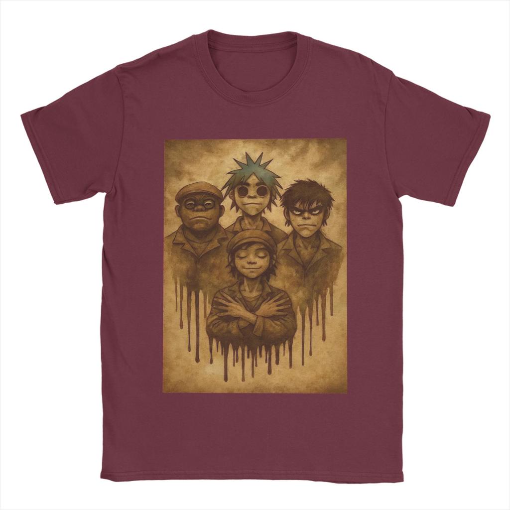 Gorillaz Band T Shirt Unisexs 100 Cotton Funny TShirts Round Neck Tee Shirt Short Sleeve Clothes Printed