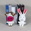Dog Squeak Toy Doll Attachment Rustle Elephant Rabbit Dairy Cow Pig, 1 Set, Dairy Cow + Rabbit