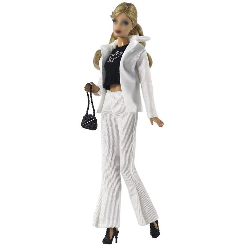 1 комплект, белый деловой костюм для куклы Барби, комплект одежды, модная одежда, куртка, футболка, брюки, сумка, кошелек, 1/6, аксессуары, детские игрушки