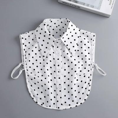 Women's Stylish False Collar Detachable Half Shirt Blouse False Collar Polka Dots Shirt Dickey for Women Girls Fuax Cols