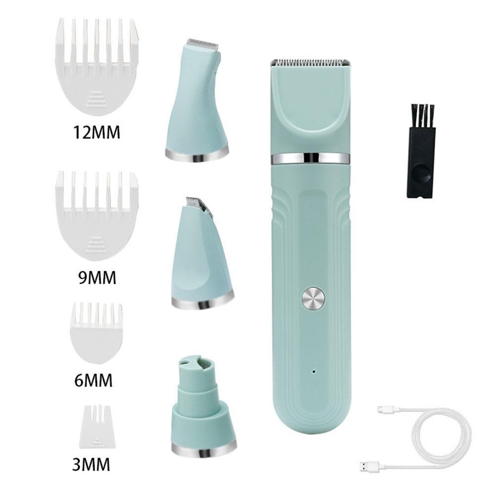 Usb Rechargeable 4 In 1 Electric Pet Hair Shaver With 4 Blades High Power Low Noise Dog Cat Hair Clipper Grooming Tool