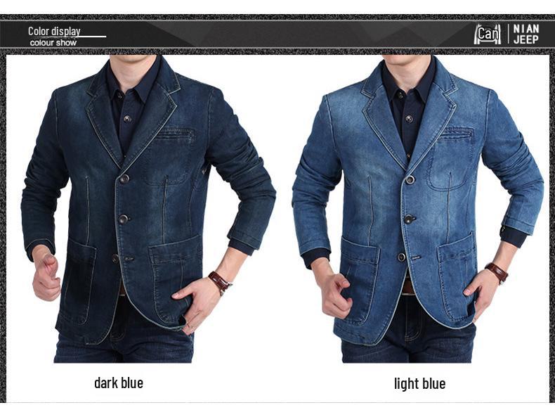 Мужской повседневный комплект из джинсовой куртки и брюк свободного кроя - молодежный, большой размер