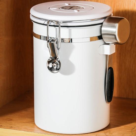 1 Set 1200/1500/1800ml Sealed Jar Large Capacity One Way Co2 Valve Canister Airtight Storage Container with Spoon Kitchen Gadget