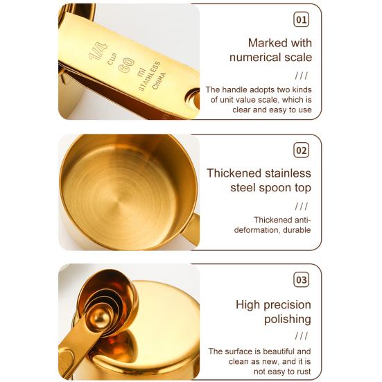 Набор мерных ложек из нержавеющей стали, двухсекционные весы, эргономичная ручка, мерный стакан