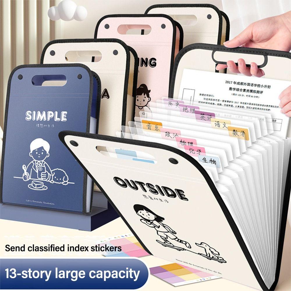 13 Pockets Test Paper Storage Folder With English Letter Pattern File Organizer Portfolio