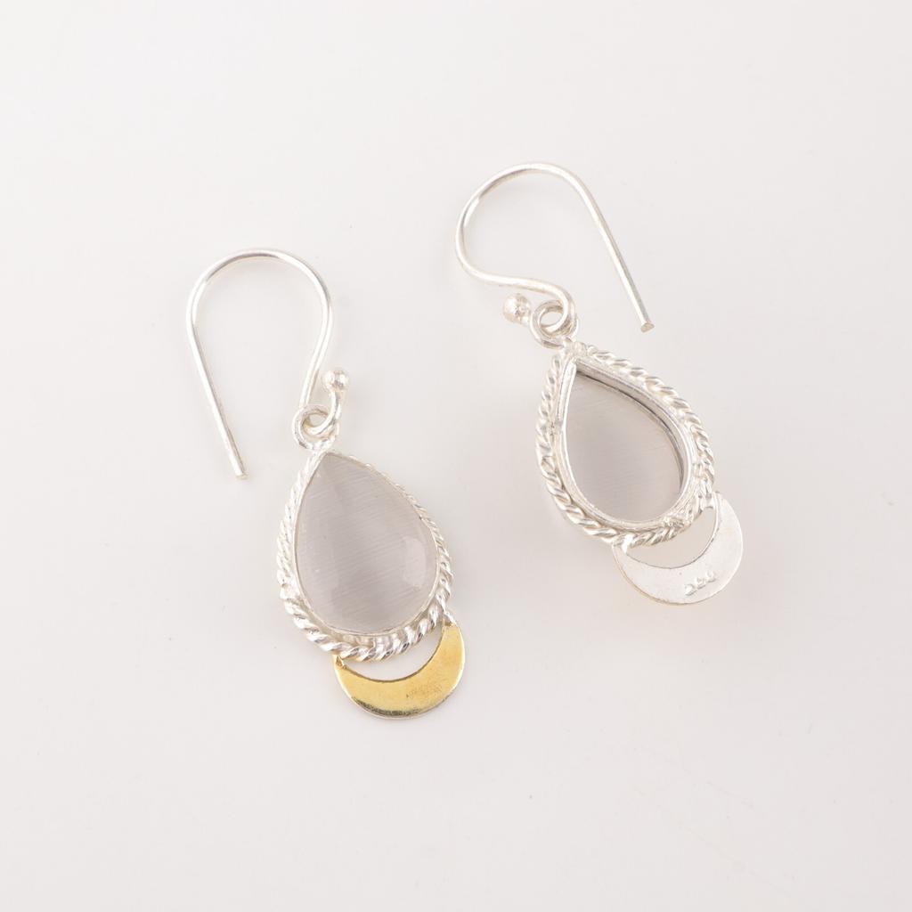Украшения из селенита, серебро 925 пробы с клеймом, серьги ручной работы 1,5 дюйма для женщин EE-162-33