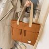 Japanese Style Simple Handbag Multi Pocket Shoulder Bag Simple Canvas Tote Bag  Shopping