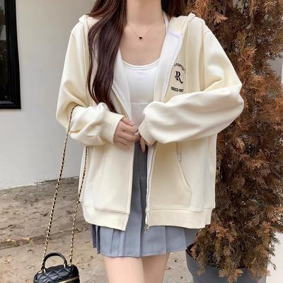 Женская теплая толстовка-кардиган с капюшоном из бархата и фуфу на груди для осени и зимы, новый стиль, высококачественная, очень красивая, свободная куртка