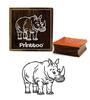 Printtoo Card Making Rhino Pattern Brown Square Wooden Rubber Stamp Scrap-booking-2 X 2
