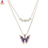 JMXD-Barbie Princess Necklace Pearl Oil Butterfly Princess Crystal Necklace Couple Girlfriend Jewelry Gift Items
