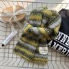 Color striped knitted scarf women's autumn and winter Korean version of high-end atmosphere versatile thickened warm scarf student