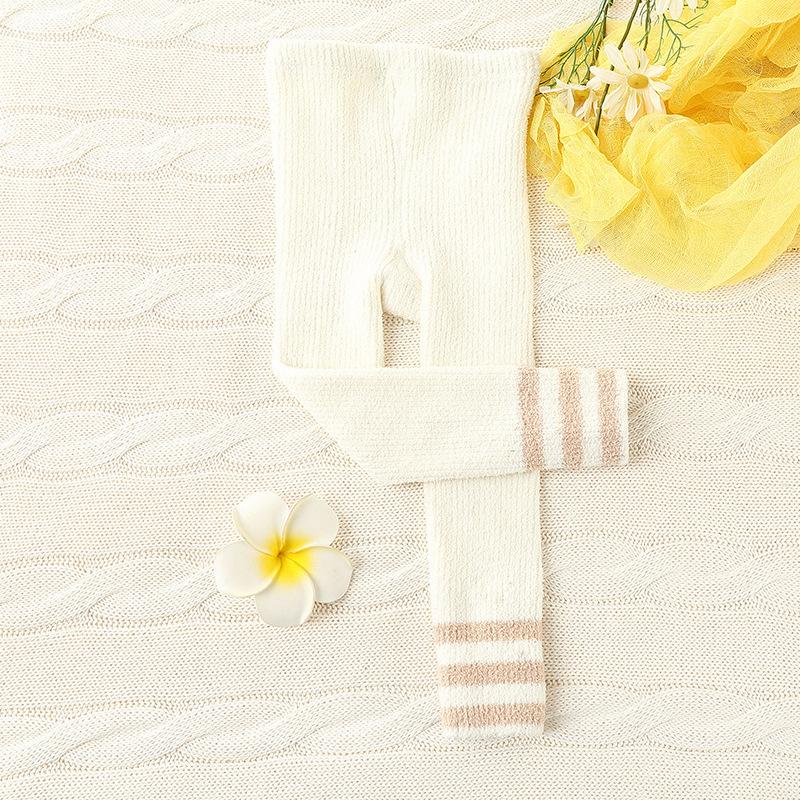 Зимние колготки для девочек, осенние детские термобелье для мальчиков, толстые полосатые штаны, детские теплые милые леггинсы из кораллового флиса, детские аксессуары