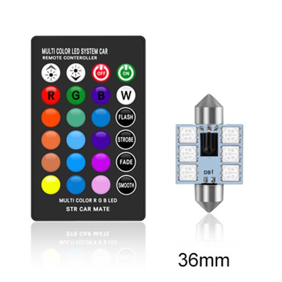 C5W LED RGB Festoon 31mm 36mm 39mm 42mm Car Interior Lights with Remote Control Multicolor Dome Light Reading Lamp Auto 12V