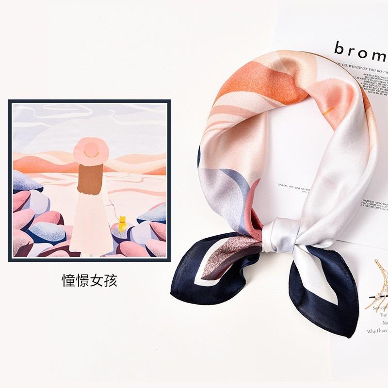 Silk Silk Small Square Scarf for Women Tying Hair Decoration