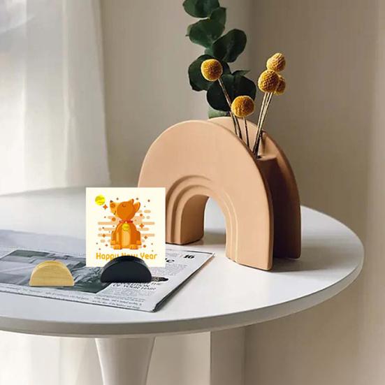 10Pcs Semicircular Wooden Business Card Holder Reusable Wedding Banquet Restaurant Table Number Place Card Holder Stand