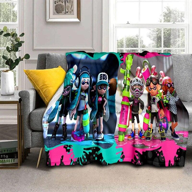 3D Games Splatoon,PC Gamer Cartoon Blanket,Soft Throw Blanket for Home Bedroom Bed Sofa Picnic Travel Office Cover Blanket Kids