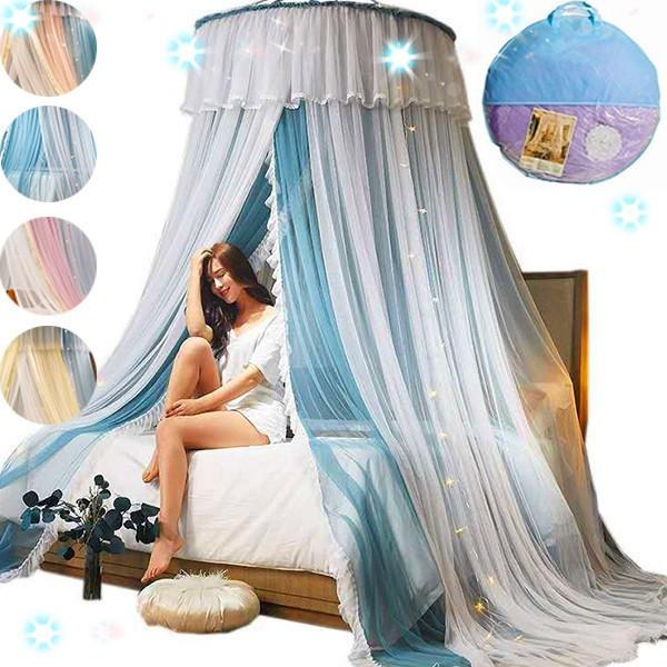 Новая кружевная москитная сетка принцессы с балдахином, двухслойная пряжа для кровати, балдахин, складное постельное белье, занавеска, сетка для постельного белья