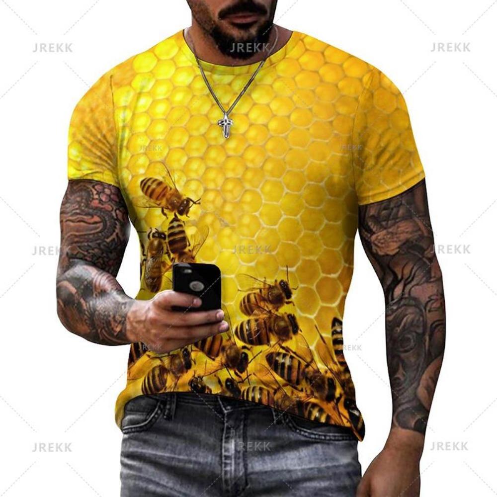 Honeycomb Bee Graphic T Shirt Fashion 3D Print T-shirt Summer Men Casual Street Tops Tee Shirts Women Oversized Sport Sweatshirt