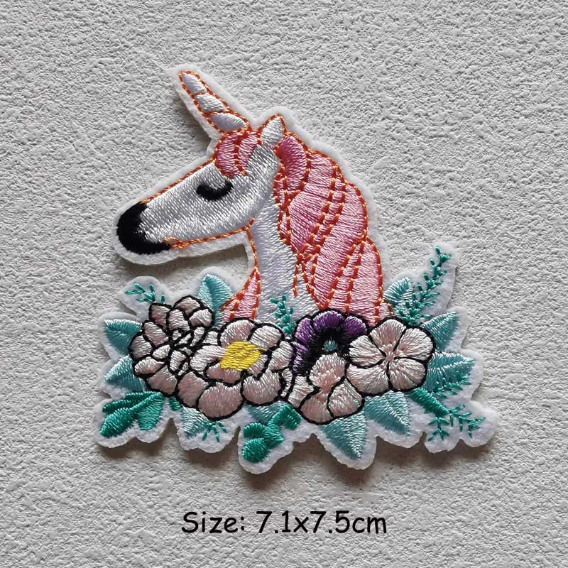 Вышитая нашивка с изображением животного, красочный солнечный единорог, цветок, грибное сердце, плавкие термопереводные картинки, новый аксессуар для одежды из ткани «сделай сам», теплопередача