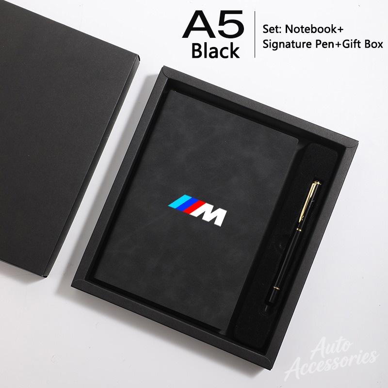 QXFA9 Business Notebook With Signature Pen Set Gift Box Luxury Hardcover Journal For BMW M M3 G20 E36 E34 X6 G20 G30 X3 M5 M6 Sticker