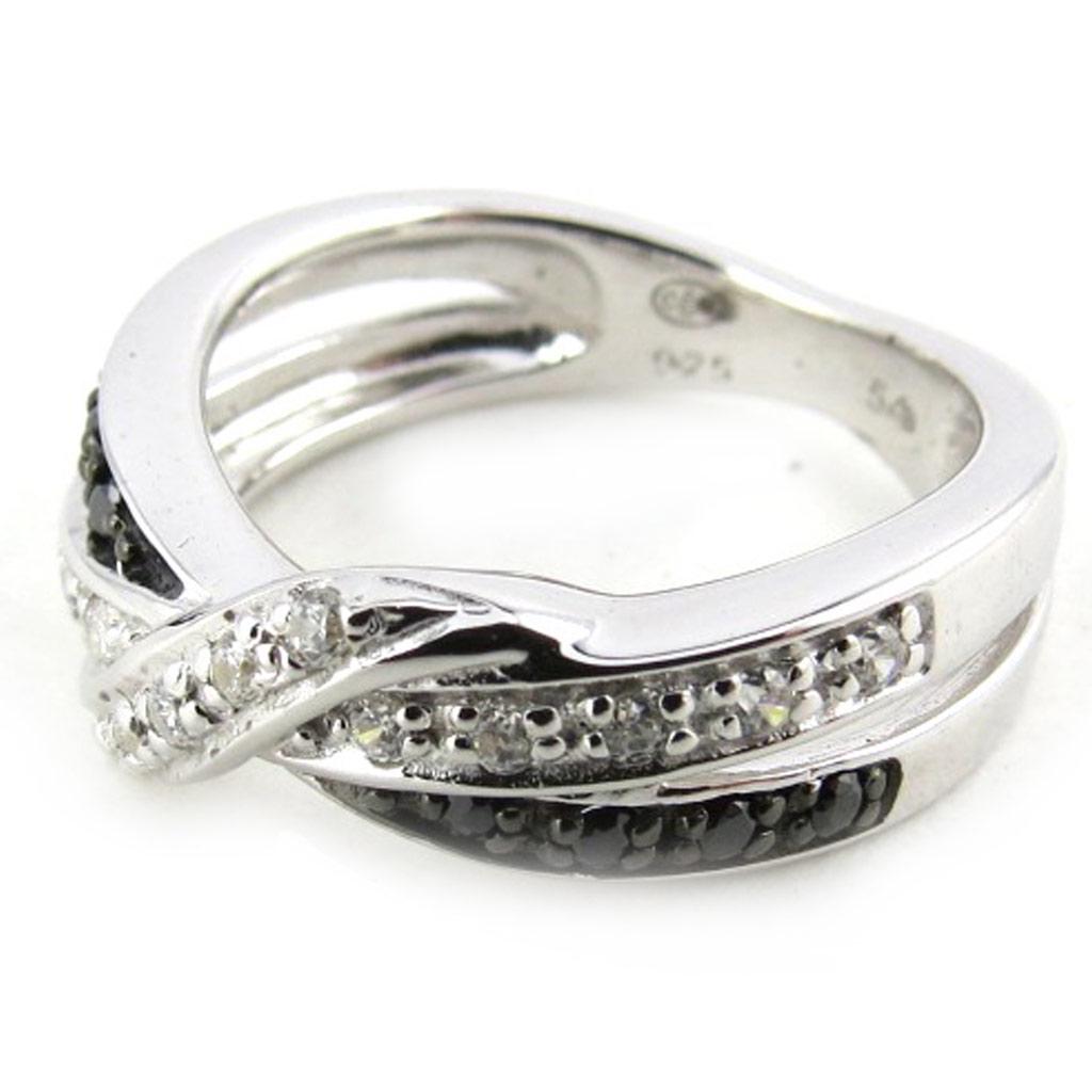 Silver Ring 'Sissi' Black White