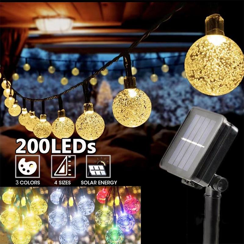 Solar String Lichter Im Freien Kristall Fee Licht Chritmas Girlande 8 Modi Wasserdicht Terrasse Licht Für Garten Party Decor